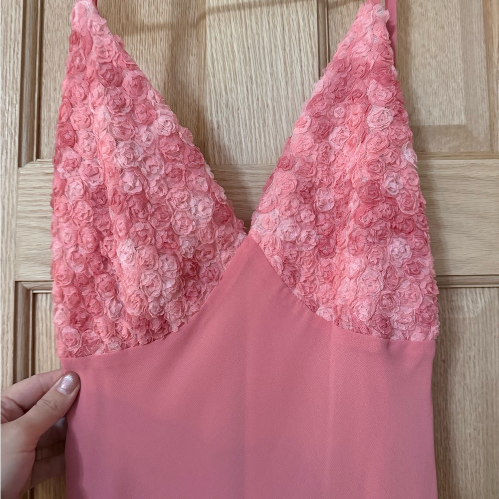 Elegant Pink Floral Lace Chemise